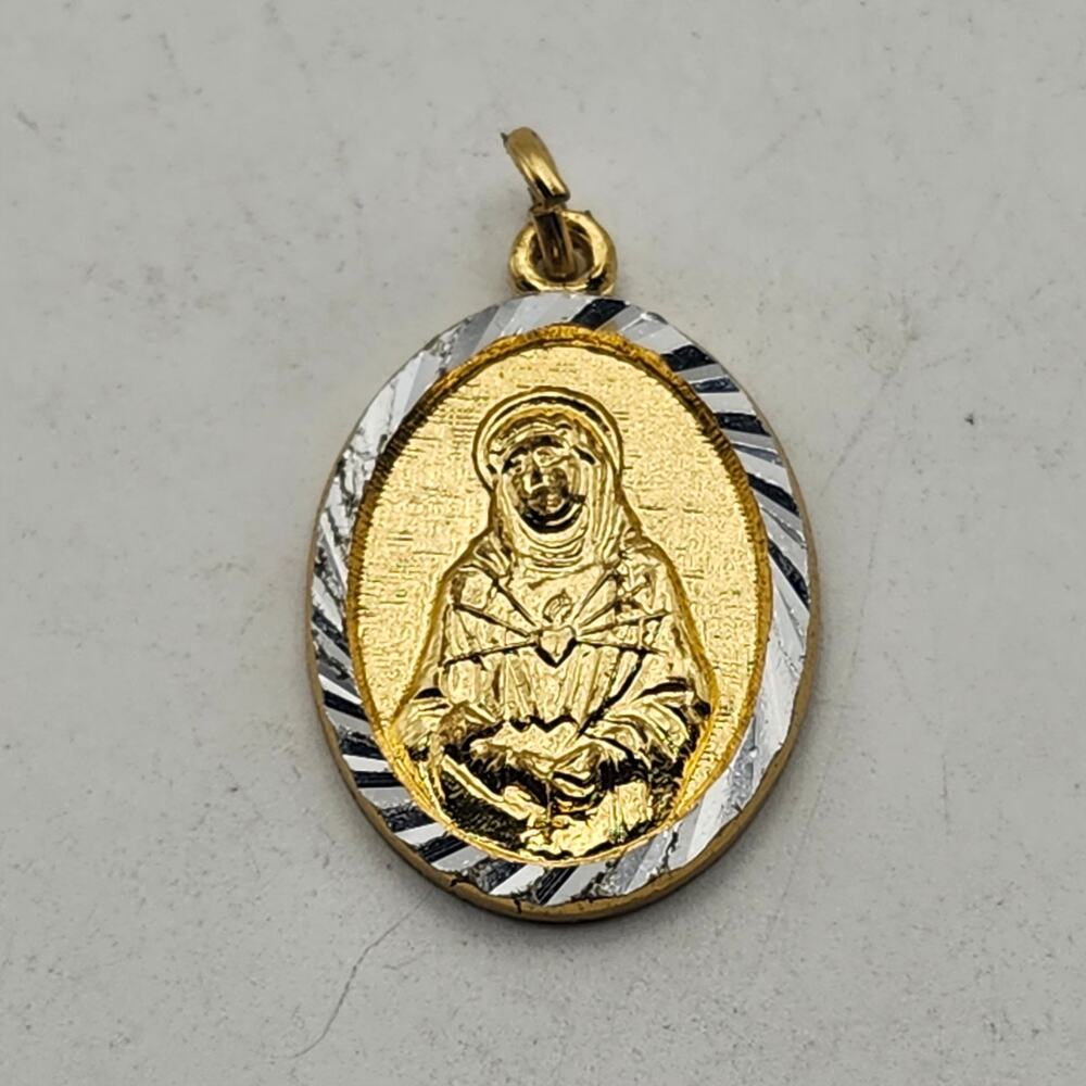 Servants Of Mary Sorrows Medal Catholic Hong Kong Gold Silver Tone Pendant Charm